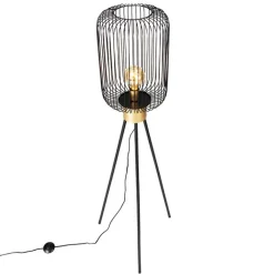 QAZQA Design vloerlamp zwart met goud - Mayelle