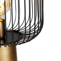 QAZQA Design vloerlamp zwart met goud - Mayelle
