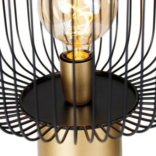QAZQA Design vloerlamp zwart met goud - Mayelle