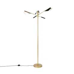 QAZQA Design vloerlamp zwart met goud 3-lichts - Sinem
