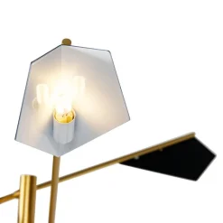 QAZQA Design vloerlamp zwart met goud 3-lichts - Sinem