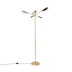 QAZQA Design vloerlamp zwart met goud 3-lichts - Sinem