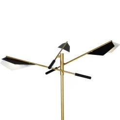 QAZQA Design vloerlamp zwart met goud 3-lichts - Sinem