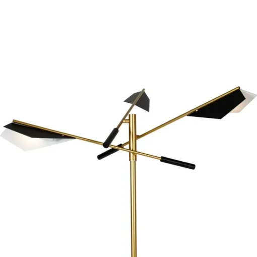 QAZQA Design vloerlamp zwart met goud 3-lichts - Sinem