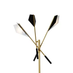 QAZQA Design vloerlamp zwart met goud 3-lichts - Sinem