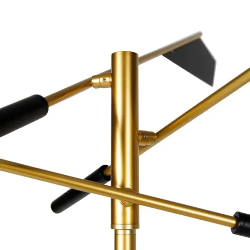 QAZQA Design vloerlamp zwart met goud 3-lichts - Sinem
