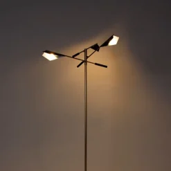 QAZQA Design vloerlamp zwart met goud 3-lichts - Sinem