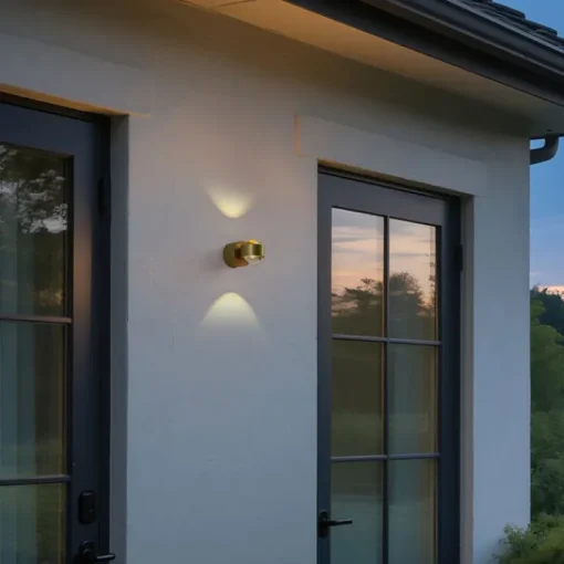 QAZQA Design wandlamp messing incl. LED IP44 - Lens