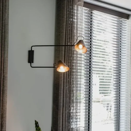 QAZQA Design wandlamp zwart 2-lichts verstelbaar - Lune