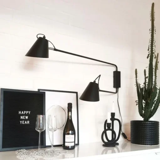 QAZQA Design wandlamp zwart 2-lichts verstelbaar - Lune