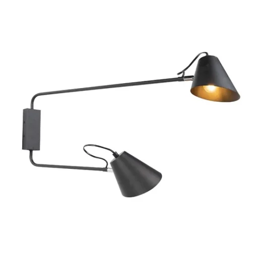 QAZQA Design wandlamp zwart 2-lichts verstelbaar - Lune