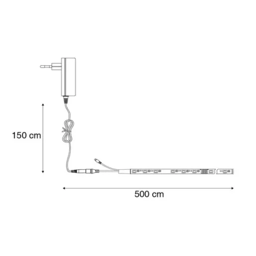 Trio Leuchten Dimbare LED strip RGBW 5 meter 15W 950 lm 3000K