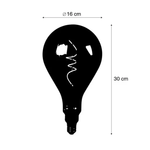LUEDD E27 dimbare LED spiraal filament lamp A165 smoke 4W 120 lm 1800K