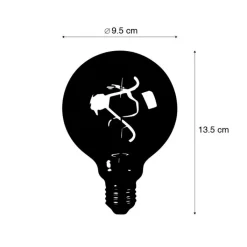 LUEDD E27 dimbare LED spiraal filament lamp G95 smoke 3W 95 lm 1800K