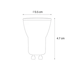 LUEDD GU10 35mm 3-staps dimbaar LED lamp 4W 271 lm 2700K