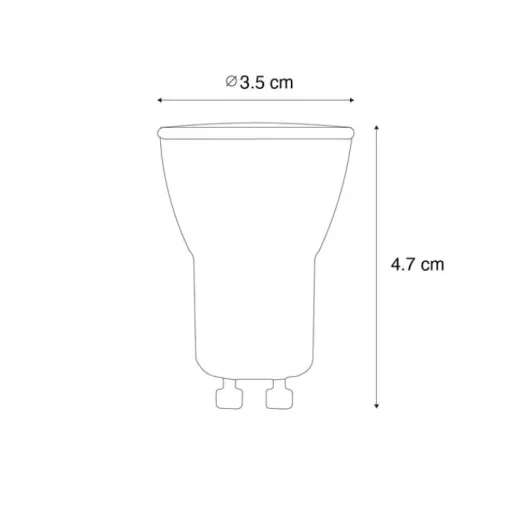 LUEDD GU10 35mm 3-staps dimbaar LED lamp 4W 271 lm 2700K