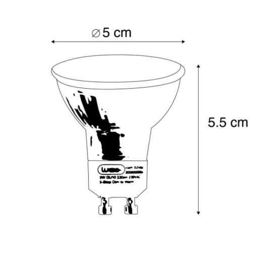 LUEDD GU10 3-staps dimbaar in Kelvin LED lamp 3W 180 lm 2000K-2700K