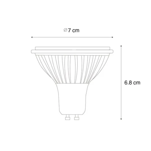 LUEDD GU10 3-staps dimbaar LED lamp 70mm 6.5W 600 lm 2700K