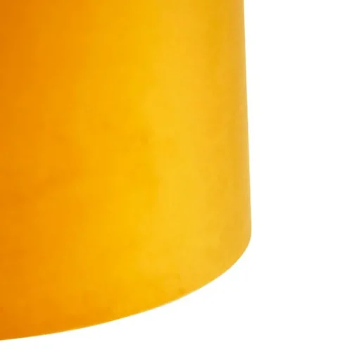 QAZQA Hanglamp met 3 velours kappen geel met goud - Cava