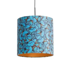 QAZQA Hanglamp met velours kap vlinders met goud 40 cm - Combi