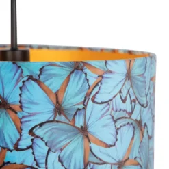 QAZQA Hanglamp met velours kap vlinders met goud 40 cm - Combi
