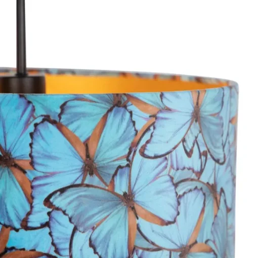 QAZQA Hanglamp met velours kap vlinders met goud 40 cm - Combi