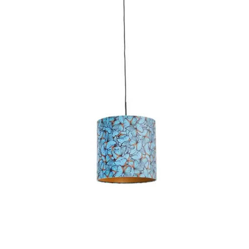 QAZQA Hanglamp met velours kap vlinders met goud 40 cm - Combi
