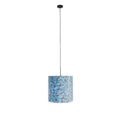 QAZQA Hanglamp met velours kap vlinders met goud 40 cm - Combi