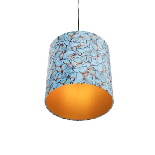 QAZQA Hanglamp met velours kap vlinders met goud 40 cm - Combi