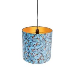 QAZQA Hanglamp met velours kap vlinders met goud 40 cm - Combi