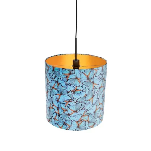QAZQA Hanglamp met velours kap vlinders met goud 40 cm - Combi