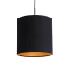 QAZQA Hanglamp met velours kap zwart met goud 40 cm - Combi