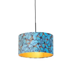 QAZQA Hanglamp met velours kap vlinders met goud 35 cm - Combi