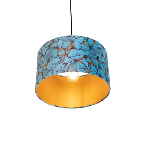 QAZQA Hanglamp met velours kap vlinders met goud 35 cm - Combi