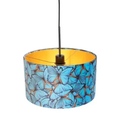 QAZQA Hanglamp met velours kap vlinders met goud 35 cm - Combi