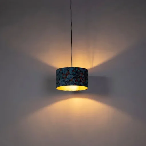 QAZQA Hanglamp met velours kap vlinders met goud 35 cm - Combi