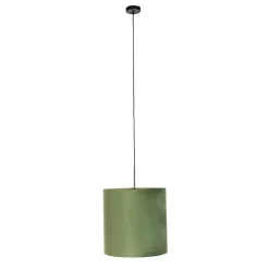 QAZQA Hanglamp met velours kap groen met goud - Combi