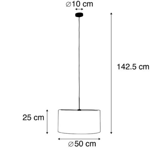 QAZQA Hanglamp met velours kap rood met goud 50 cm - Combi