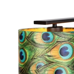 QAZQA Hanglamp met velours kappen pauw met goud 20cm - Combi 3 Deluxe