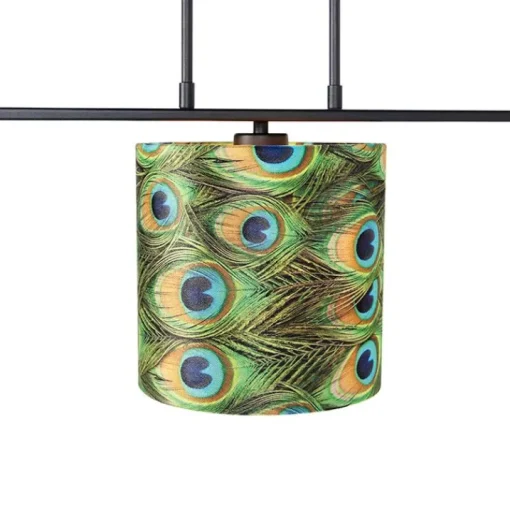 QAZQA Hanglamp met velours kappen pauw met goud 20cm - Combi 3 Deluxe