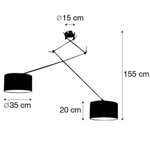 QAZQA Hanglamp staal met kap 35 cm wit verstelbaar 2-lichts - Blitz