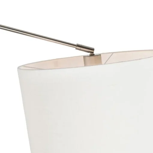 QAZQA Hanglamp staal met kap 35 cm wit verstelbaar 2-lichts - Blitz
