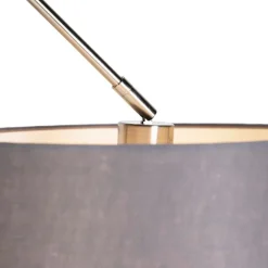 QAZQA Hanglamp staal met linnen kap donkergrijs 35 cm - Blitz