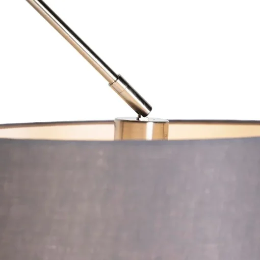 QAZQA Hanglamp staal met linnen kap donkergrijs 35 cm - Blitz
