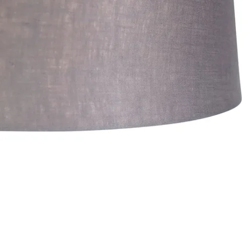 QAZQA Hanglamp staal met linnen kap donkergrijs 35 cm - Blitz