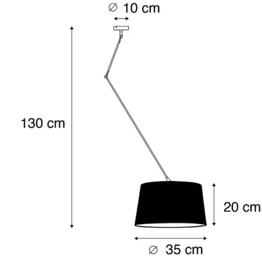 QAZQA Hanglamp staal met linnen kap donkergrijs 35 cm - Blitz