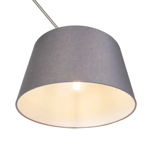 QAZQA Hanglamp staal met linnen kap donkergrijs 35 cm - Blitz