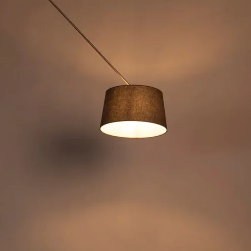 QAZQA Hanglamp staal met linnen kap donkergrijs 35 cm - Blitz