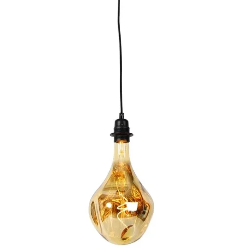 QAZQA Hanglamp zwart dimbaar incl. LED spiegel goud dimbaar - Cava Luxe