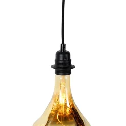 QAZQA Hanglamp zwart dimbaar incl. LED spiegel goud dimbaar - Cava Luxe